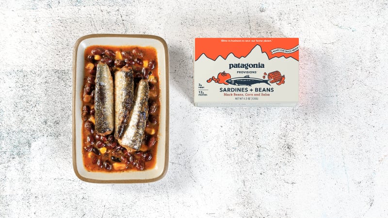Patagonia Provisions meets consumer demands for protein and fiber with sardines and beans combos.