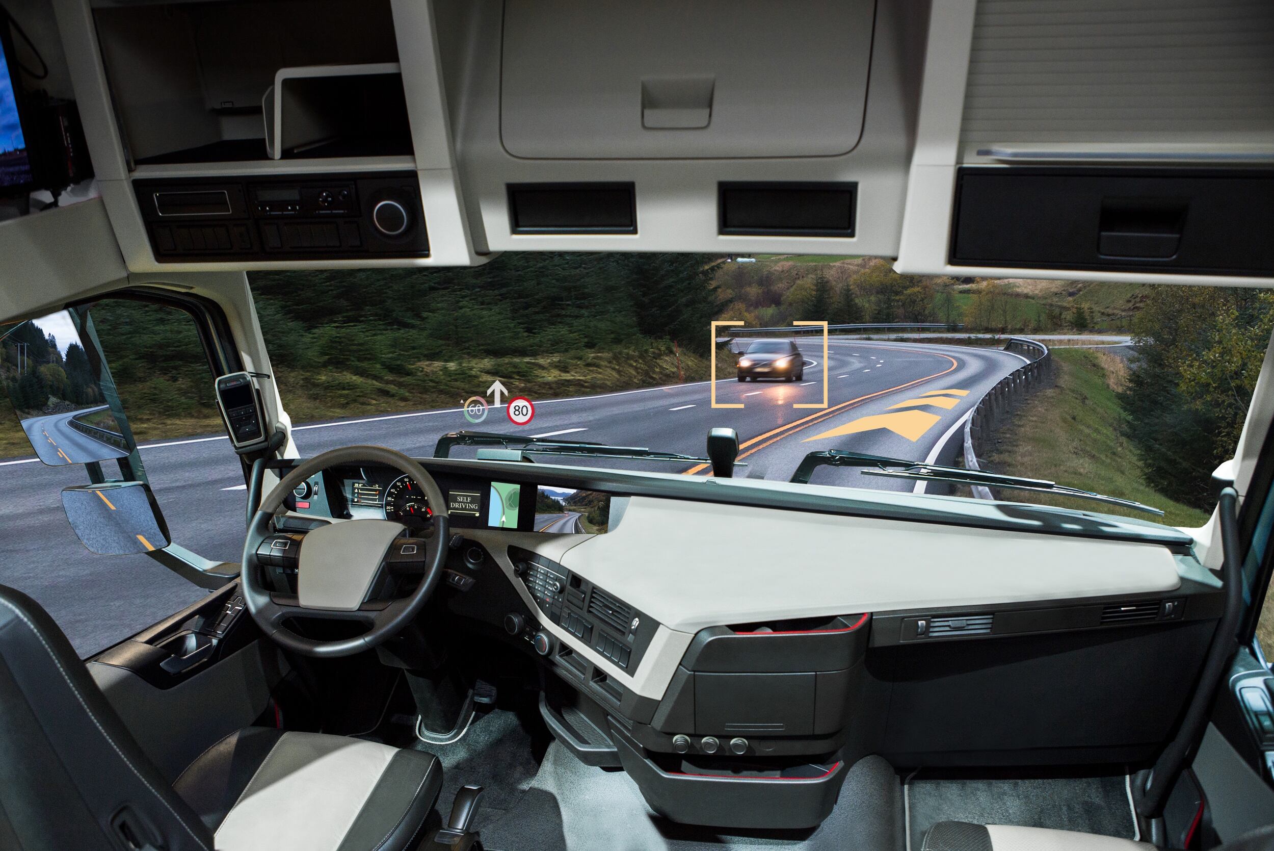 Self driving truck with head up display on a road Scharfsinn86 GettyImages
