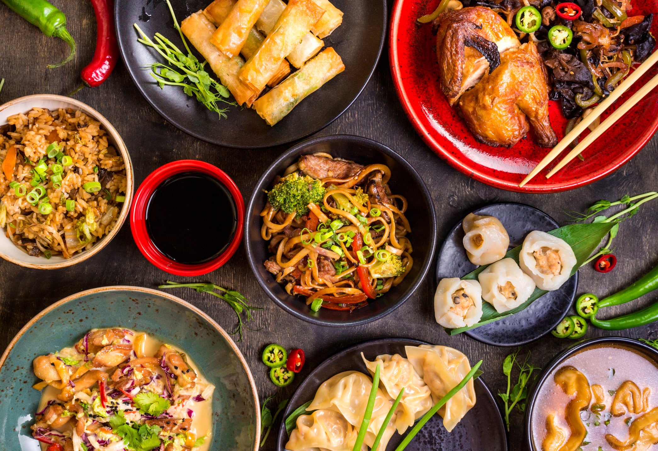 Assorted Chinese foods