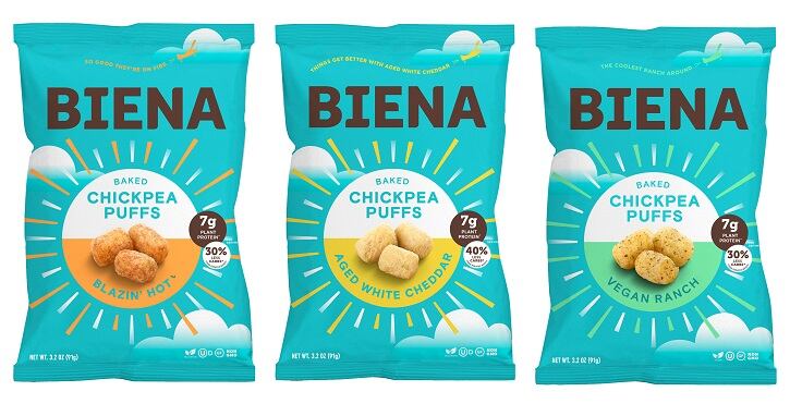 Biena Snacks’ baked chickpea puffs take the company and legume in new direction with fresh look