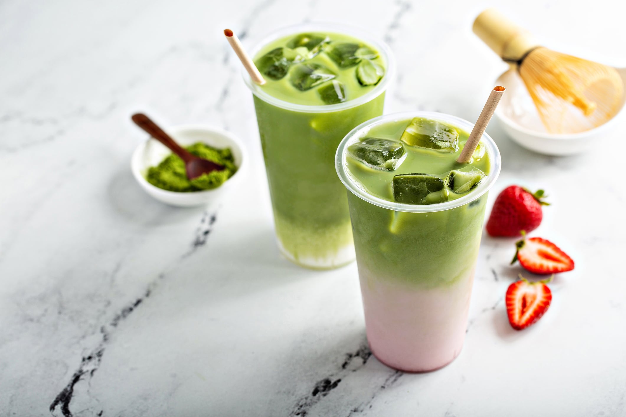Strawberry matcha latte