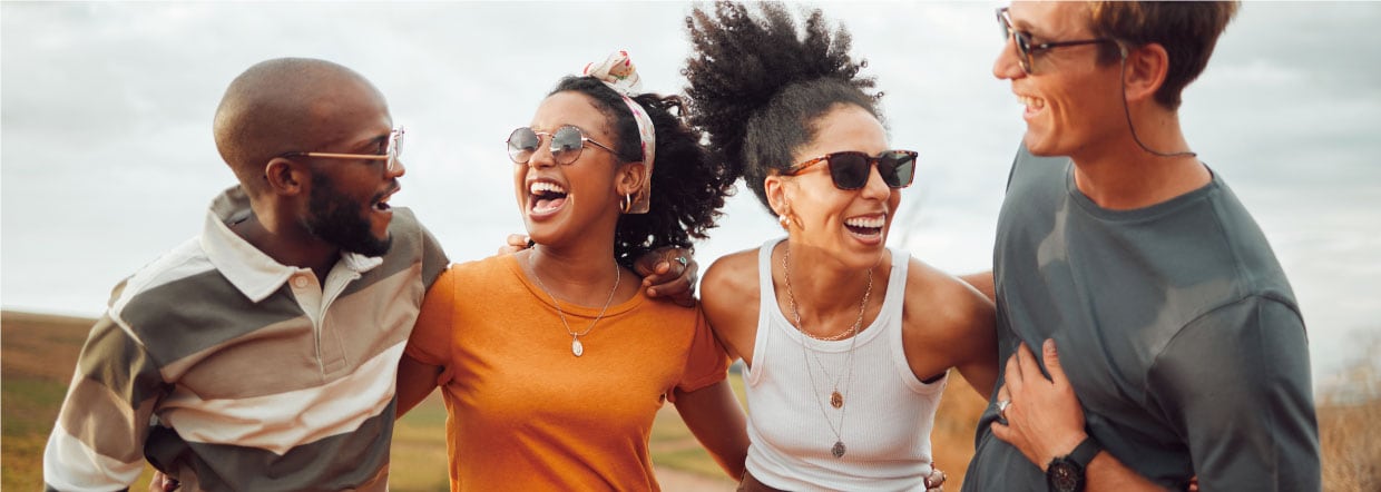 Friends laughing together
