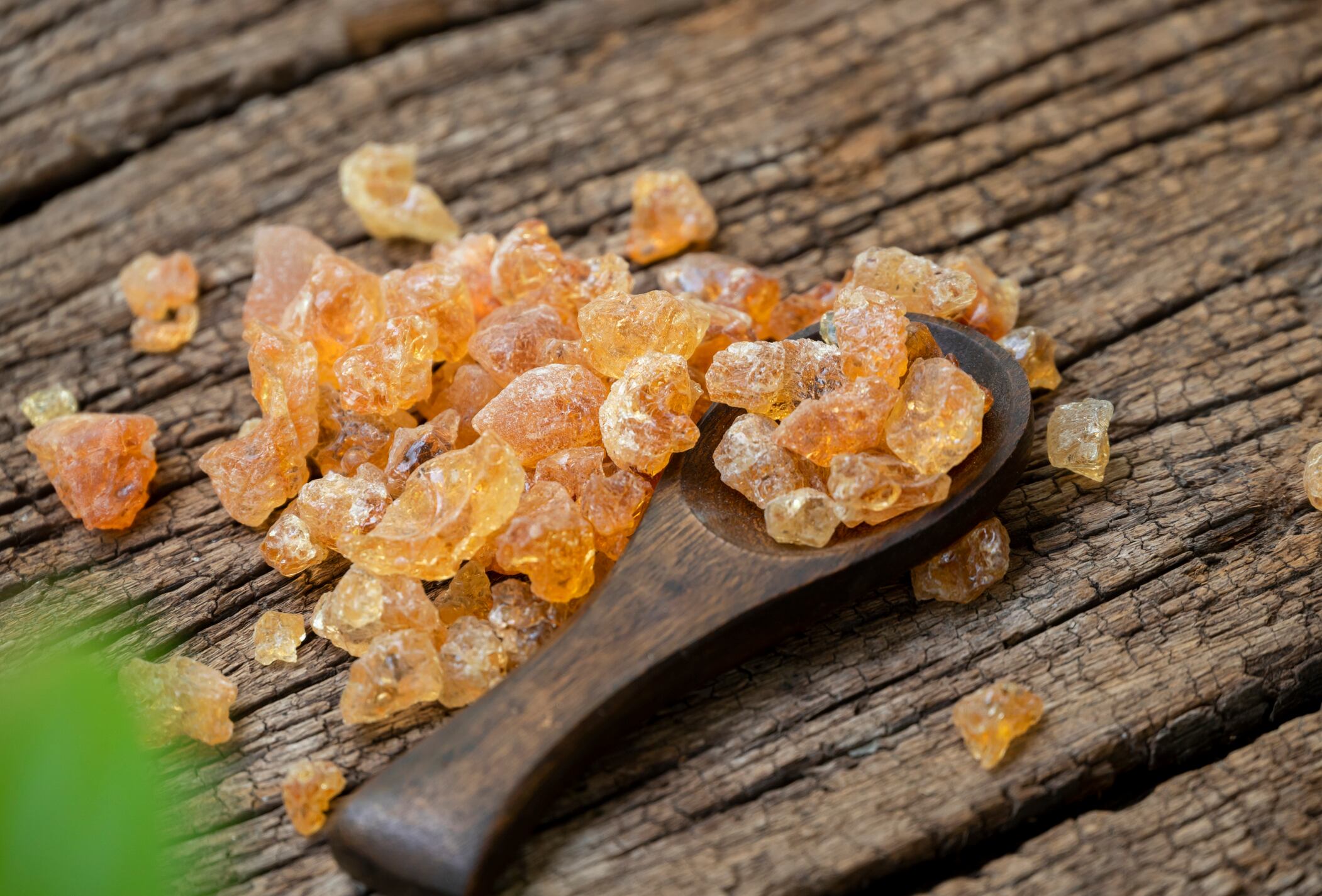 Close up Indian gum arabic (edible gum / tragacanth) in a bowl horizontal Shot