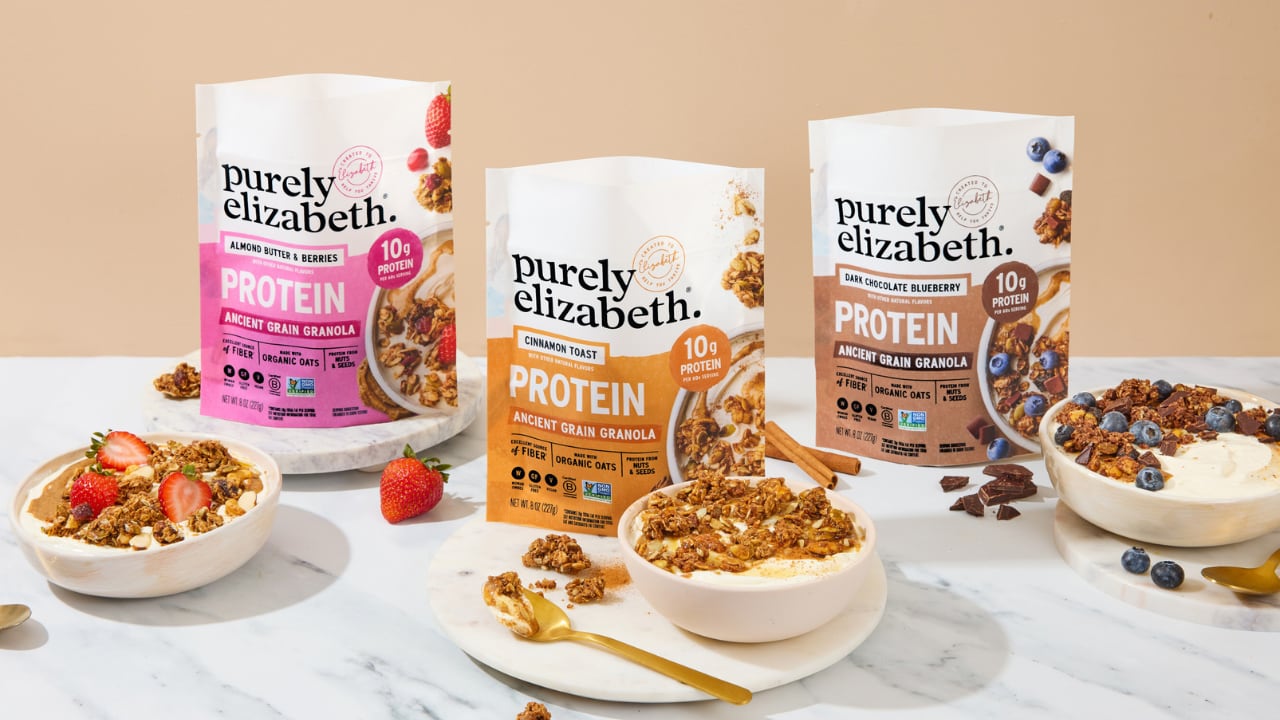 Purely Elizabeth launched its Protein Ancient Grain Granola in May. Each serving includes 10 grams of protein.