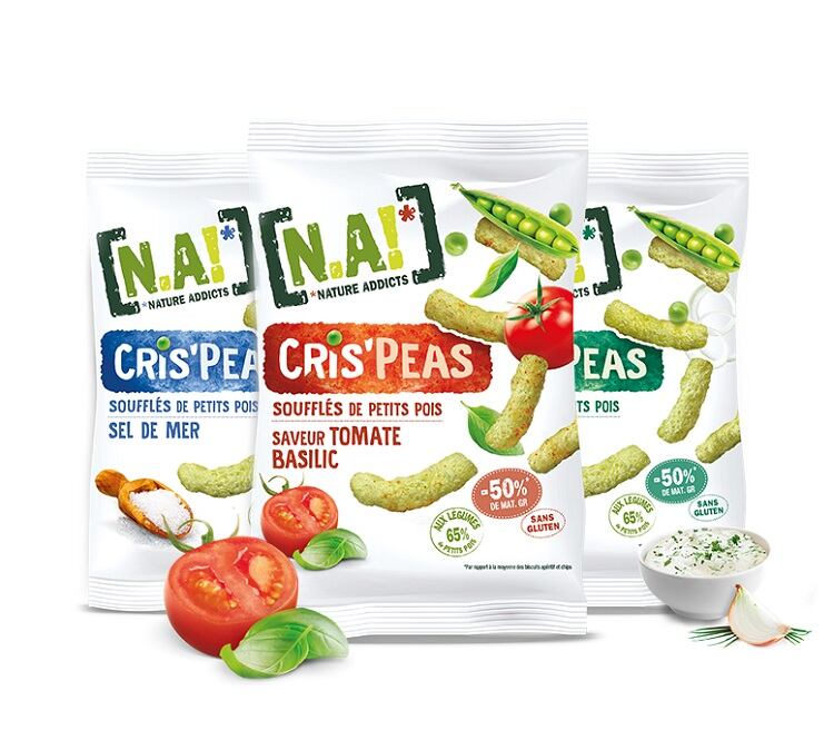 Puffed green pea snacks