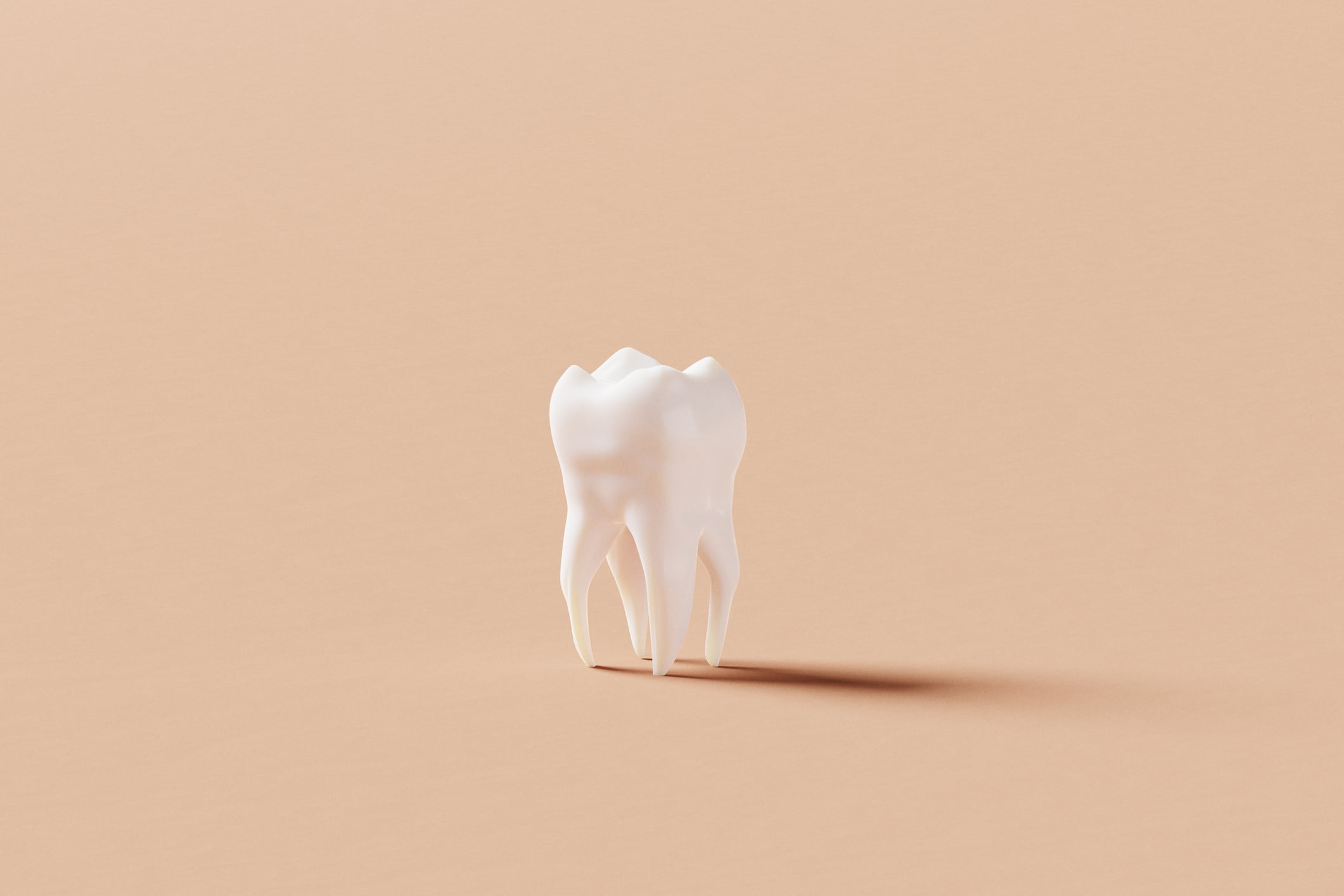 A single clean white tooth with a shadow and room for text