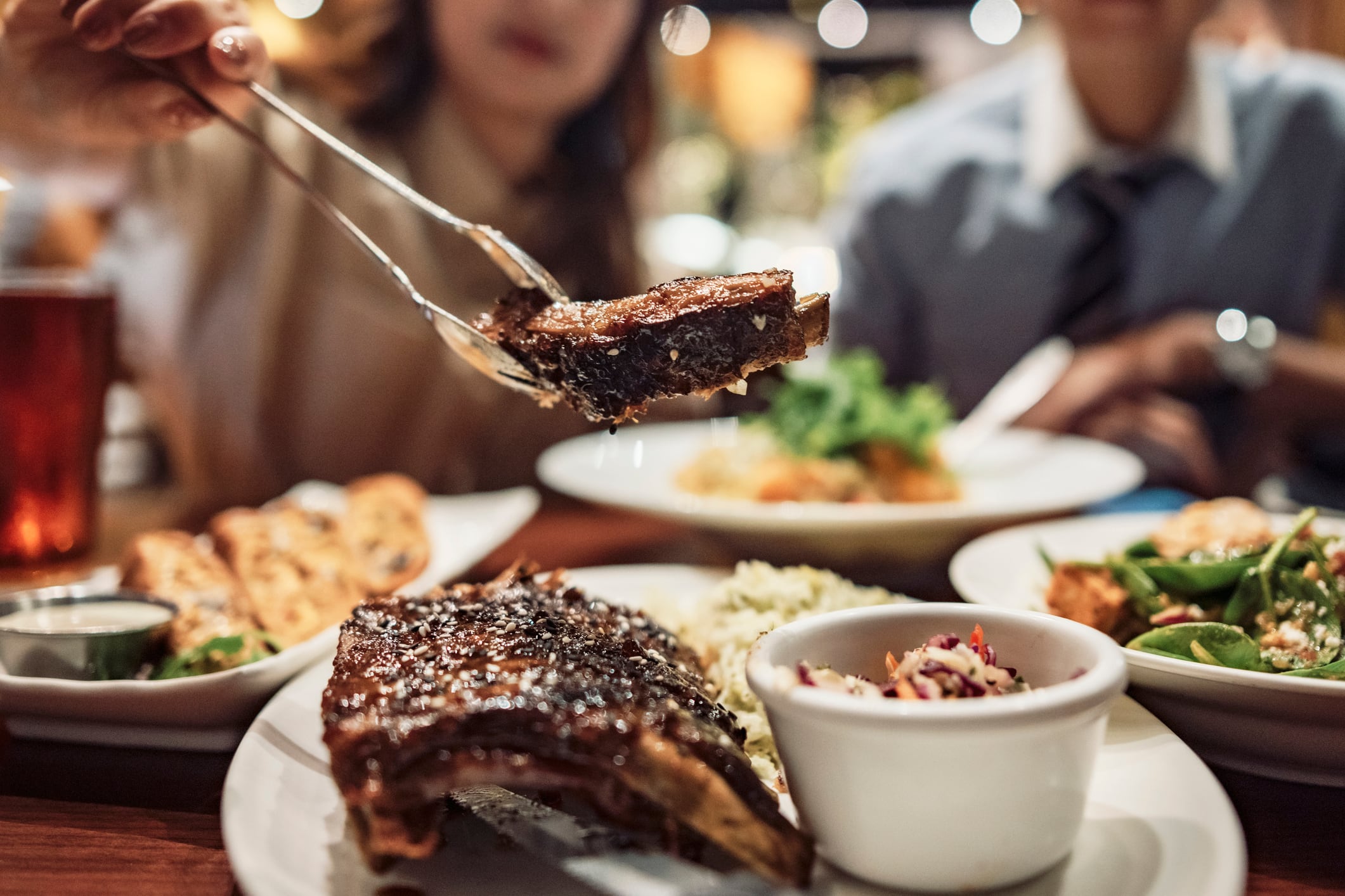 People eating meat