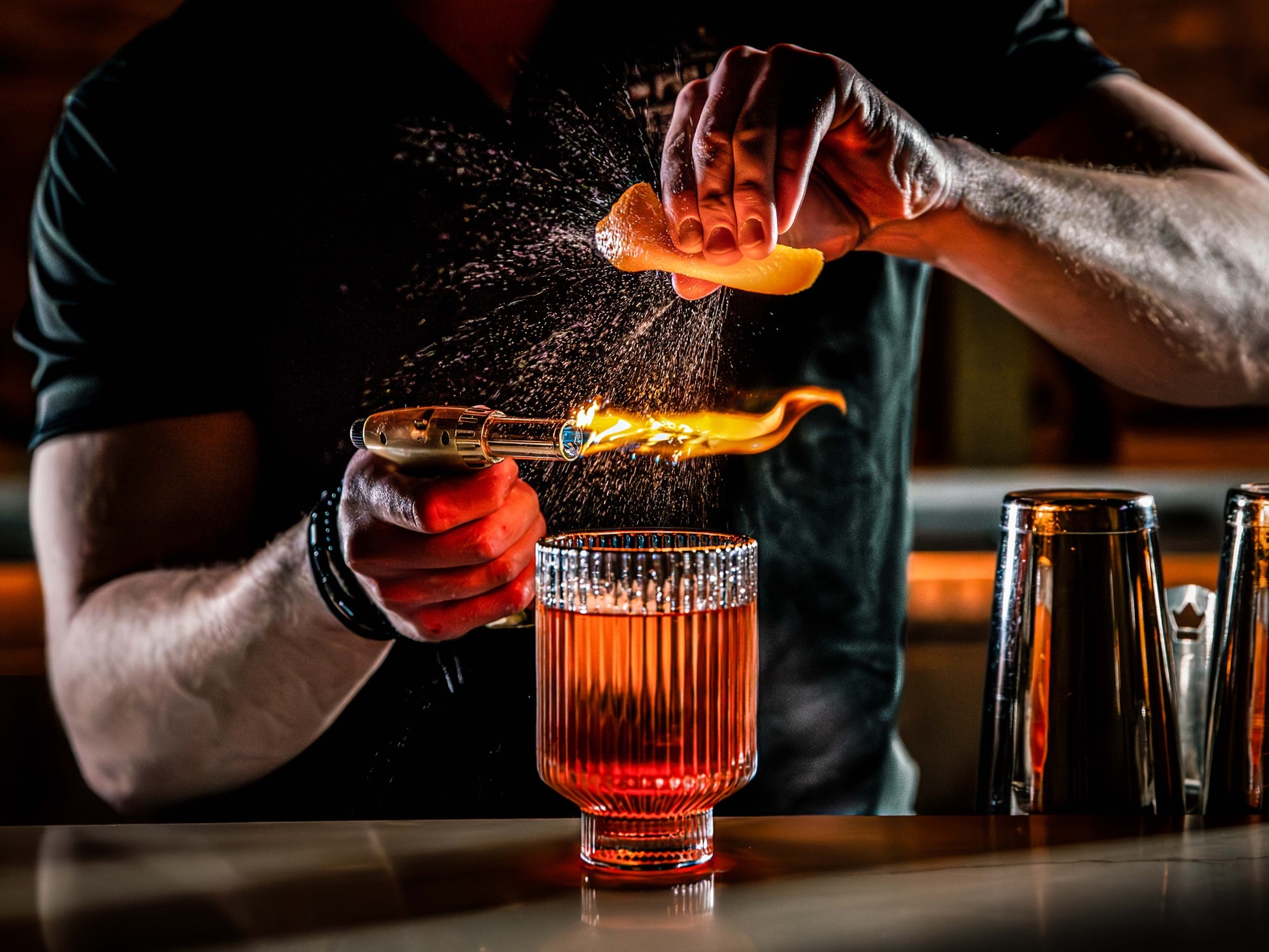 Bartender preparing an old fashioned