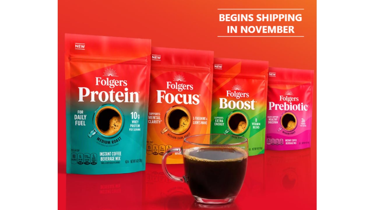 Folgers đi vào cà phê chức năng với protein, prebiotic và pha trộn tập trung
