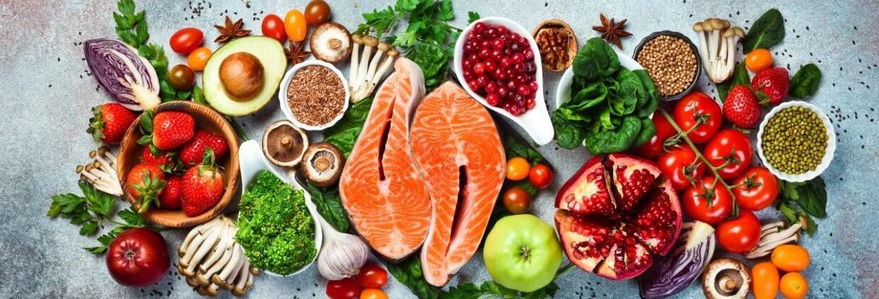 Flat lay of fruit and vegetables
