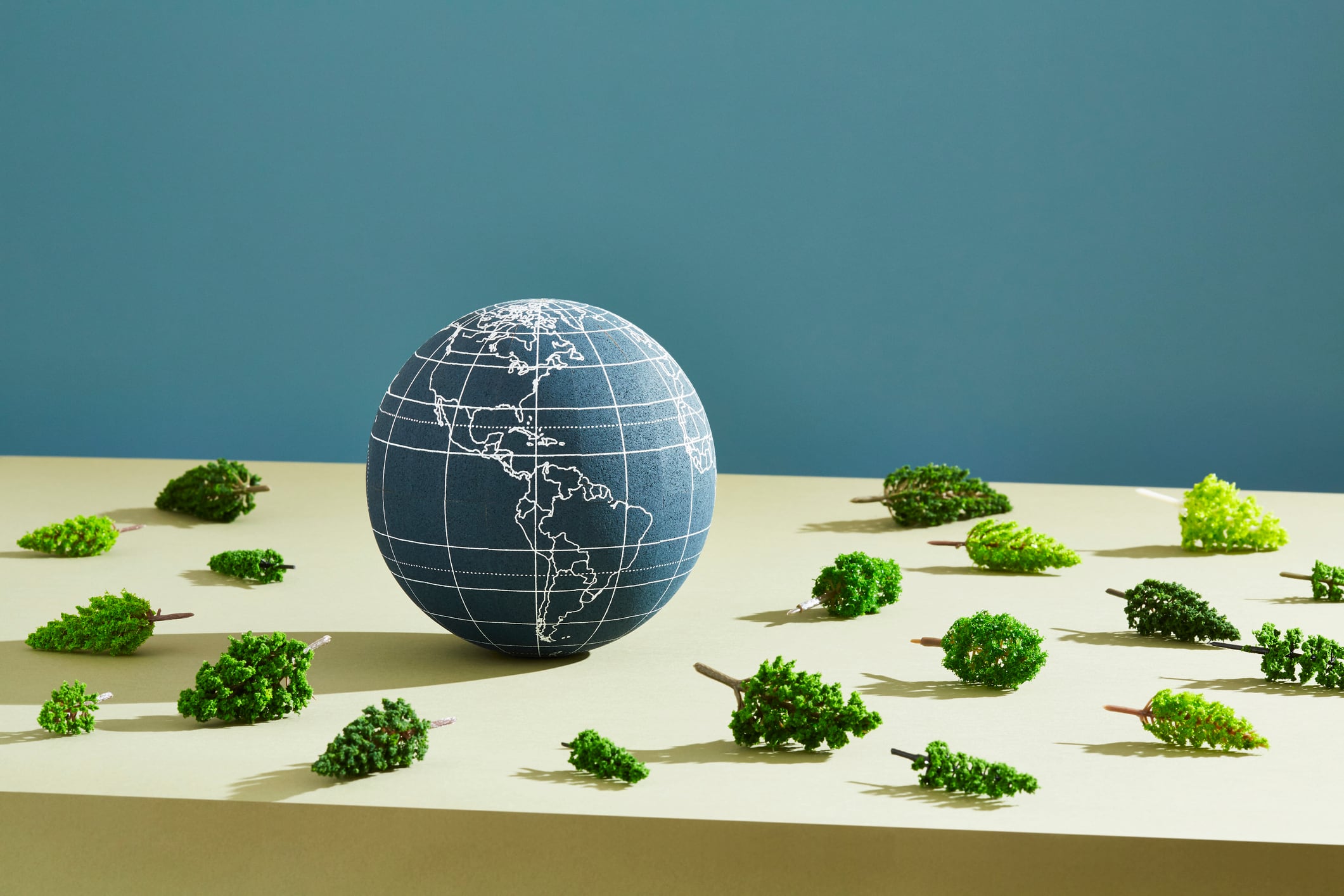 Globe surrounded by leaves