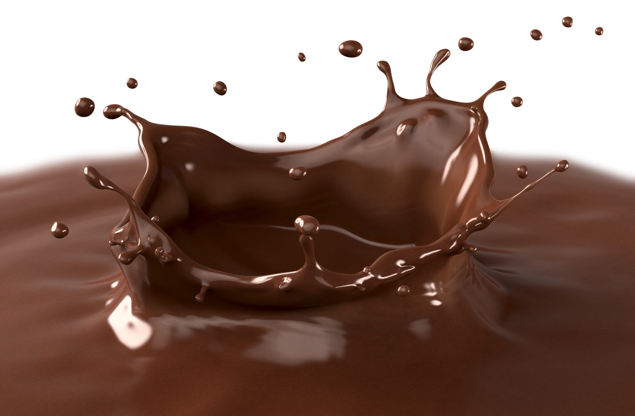 "Hot chocolate splash, isolated on white background."