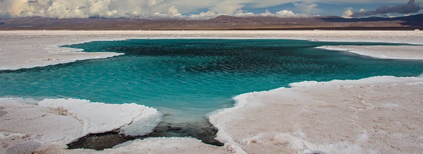 Water in salt desert of Salinas Grandes, Atacama, Salta, Argentina.