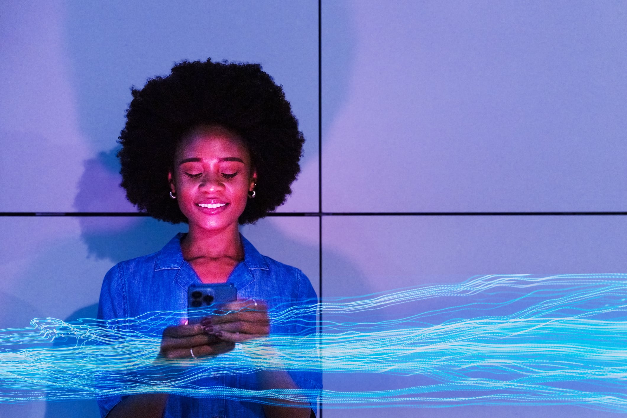 Woman and phone