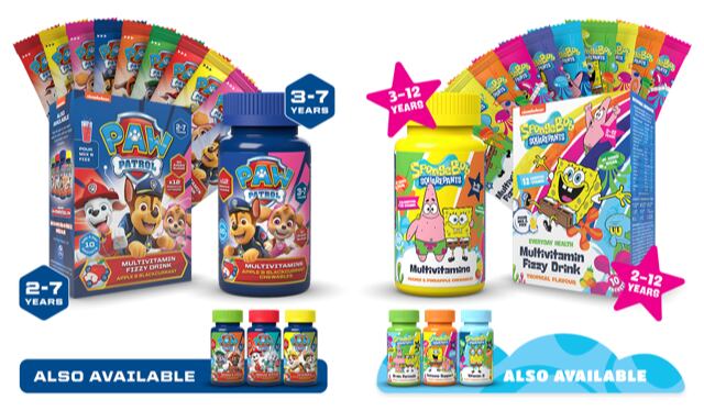 Paw Patrol and SpongeBob SquarePants vitamins for kids