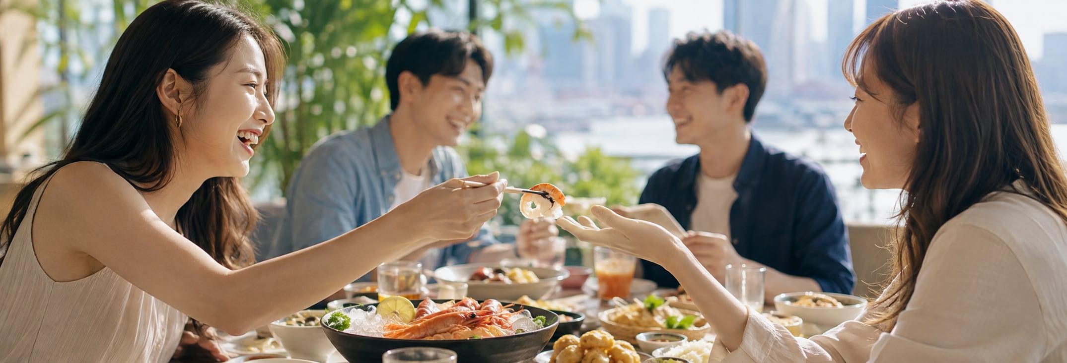 People enjoying food together