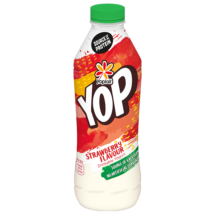 Yoplait’s Yop drinkable yogurt bottle, representing the brand’s push into the convenience-driven dairy drinks category.