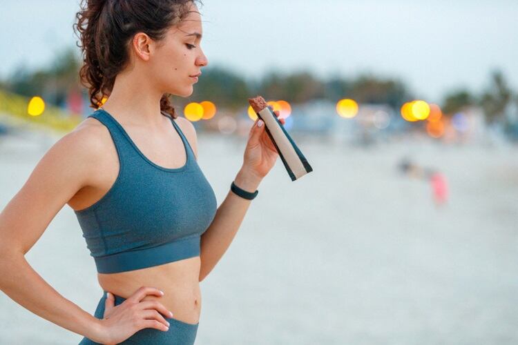 Woman eating a healthy snack