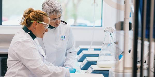 Two women working in lab