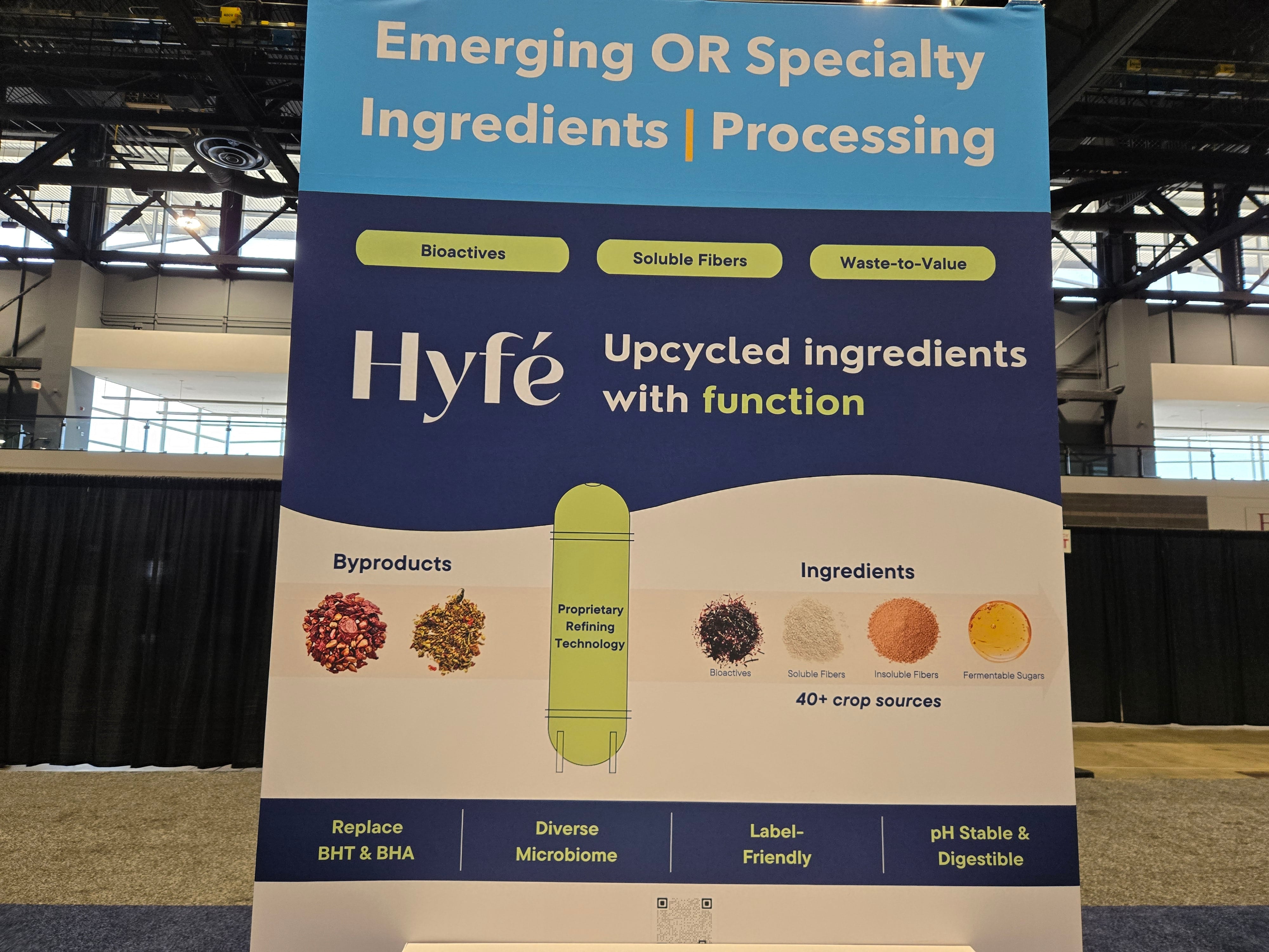 Hyfé was among a growing number of startups at IFT FIRST using new processing technologies to transform agricultural sidestreams into higher-value ingredients.