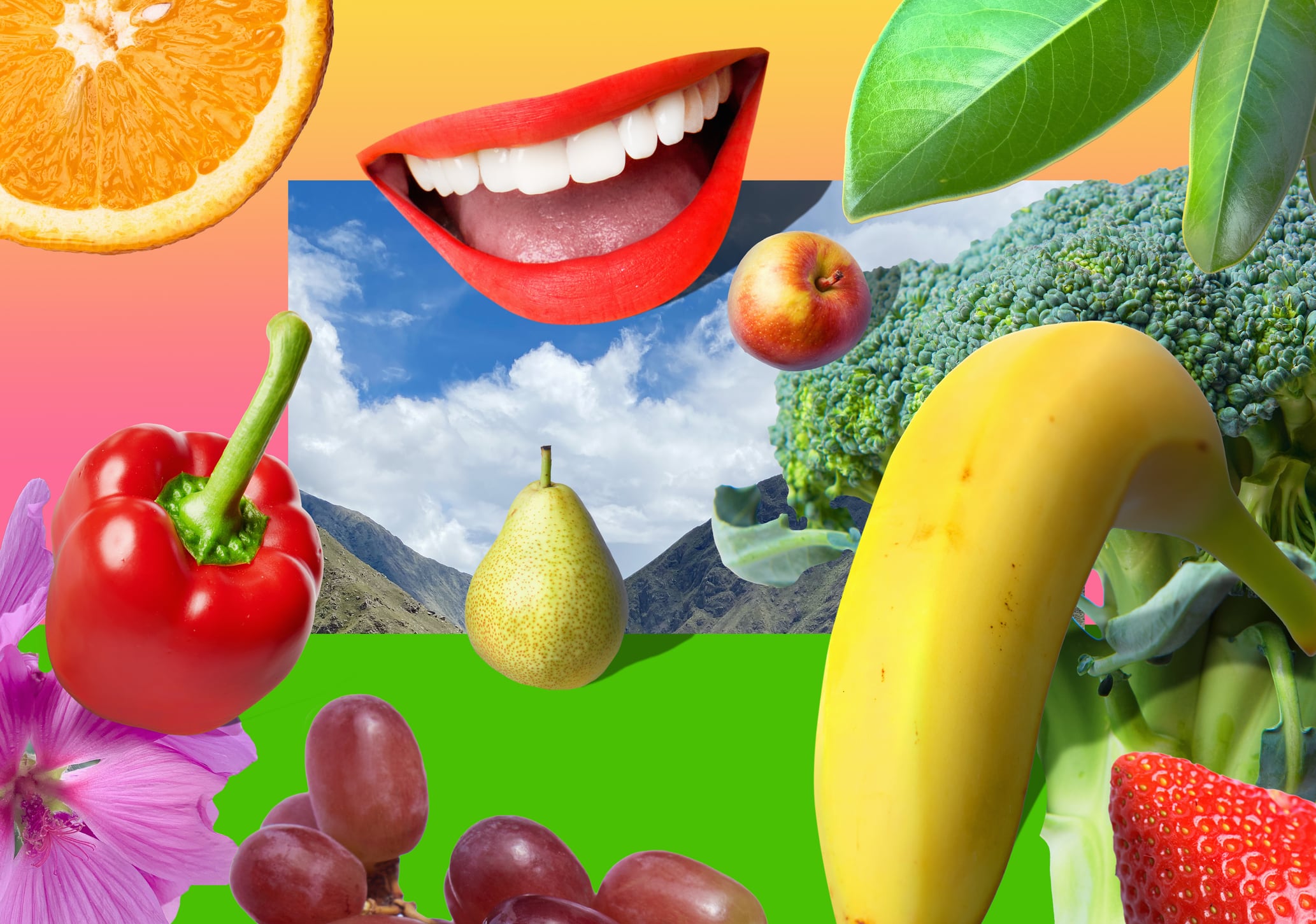 Collage of healthy food and lifestyle elements