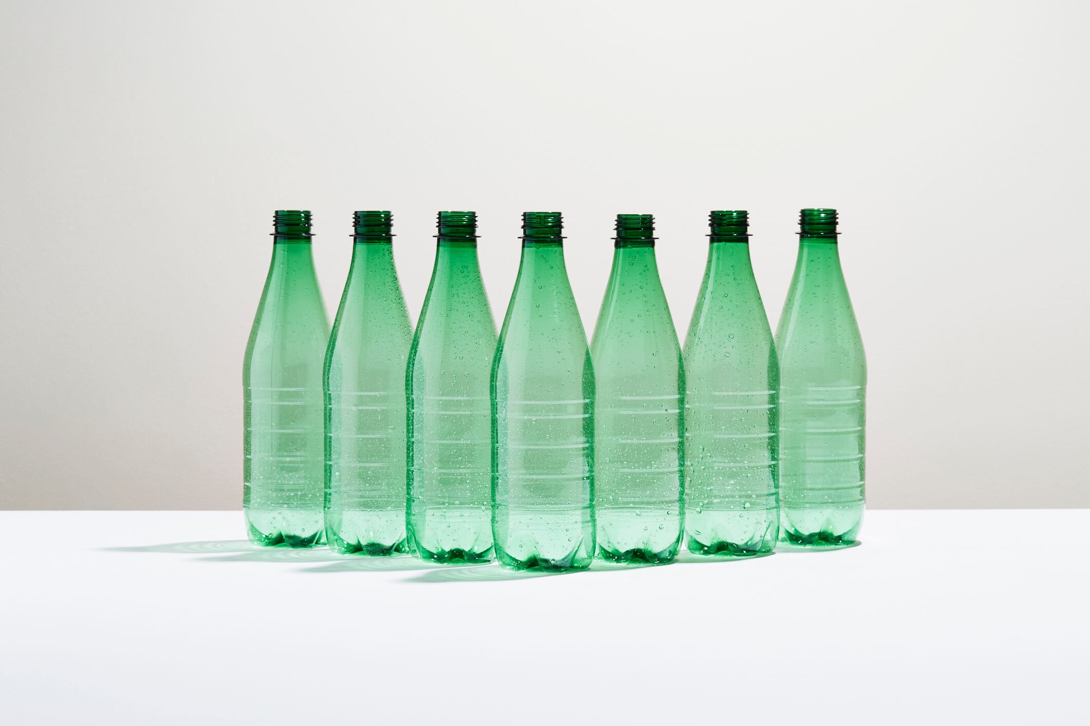 Clear plastic bottles.