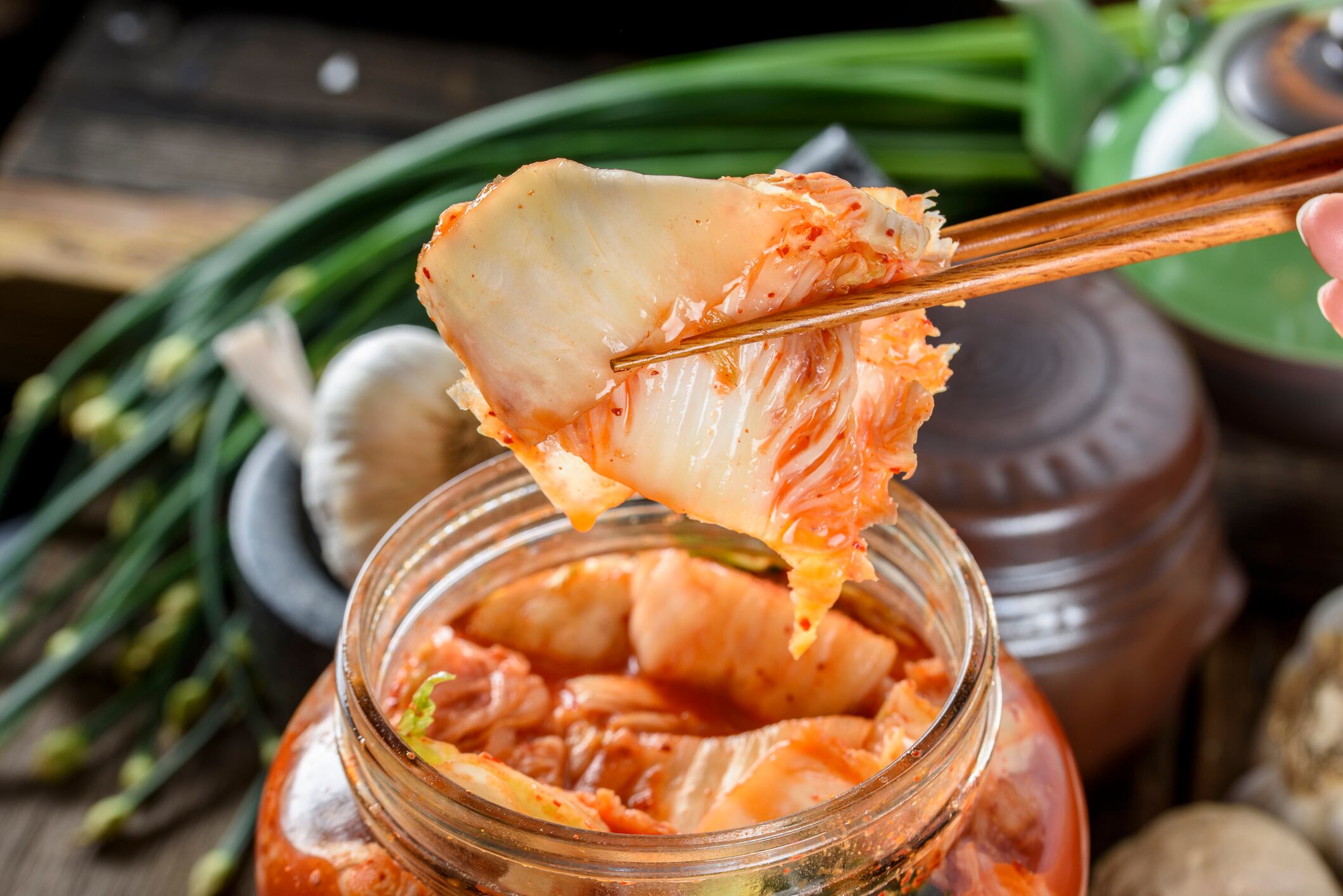 Fresh Kimchee in glass bowl