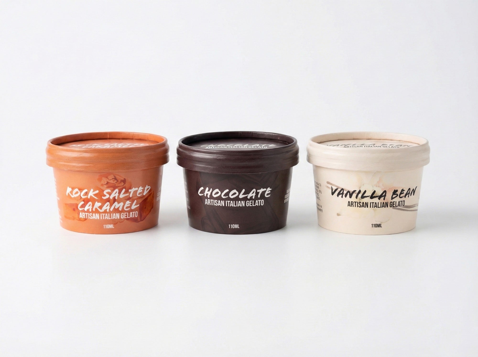 Everest ice cream cup with FSC paper packaging and built‑in birchwood spoon.