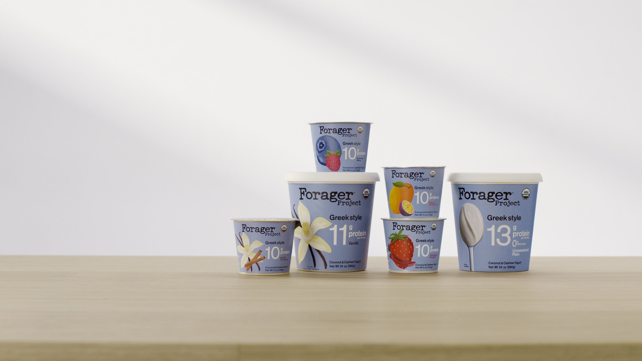 Forager Project announced a major expansion of its Greek Style Yogurt lineup with four new flavored 5oz cups and a Vanilla 24oz multi-serve tub.