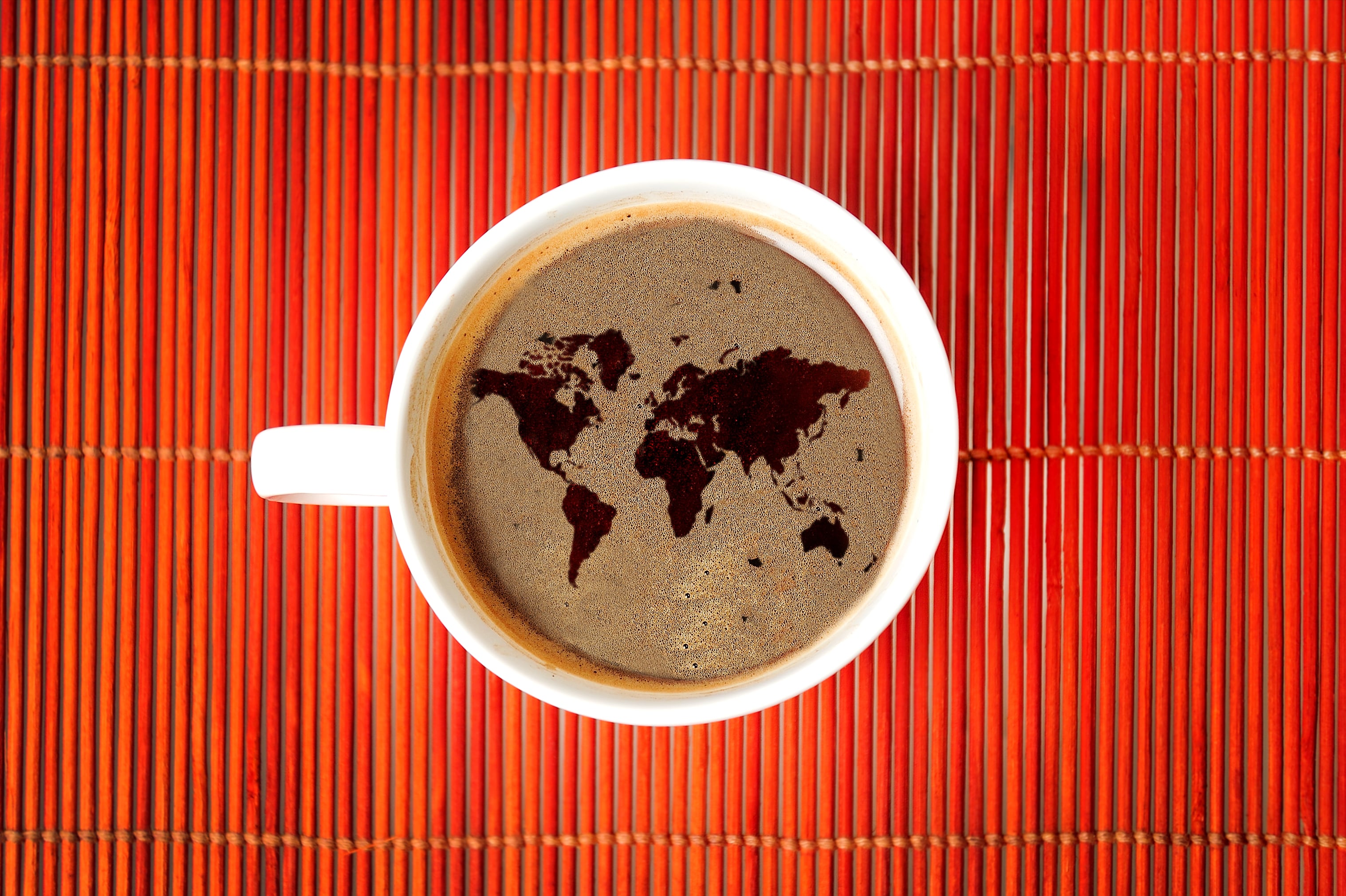 World map on coffee