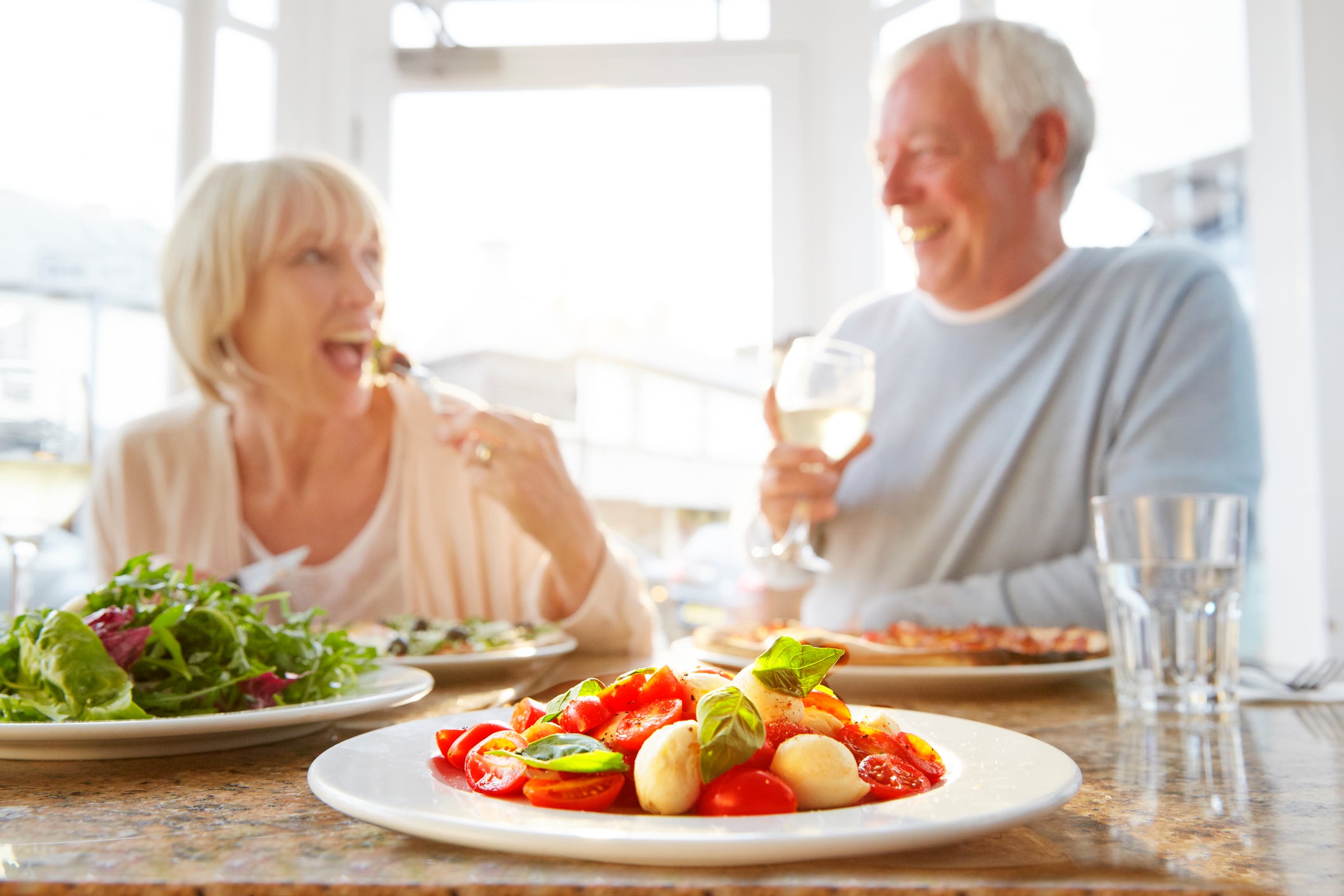 Older couple eating