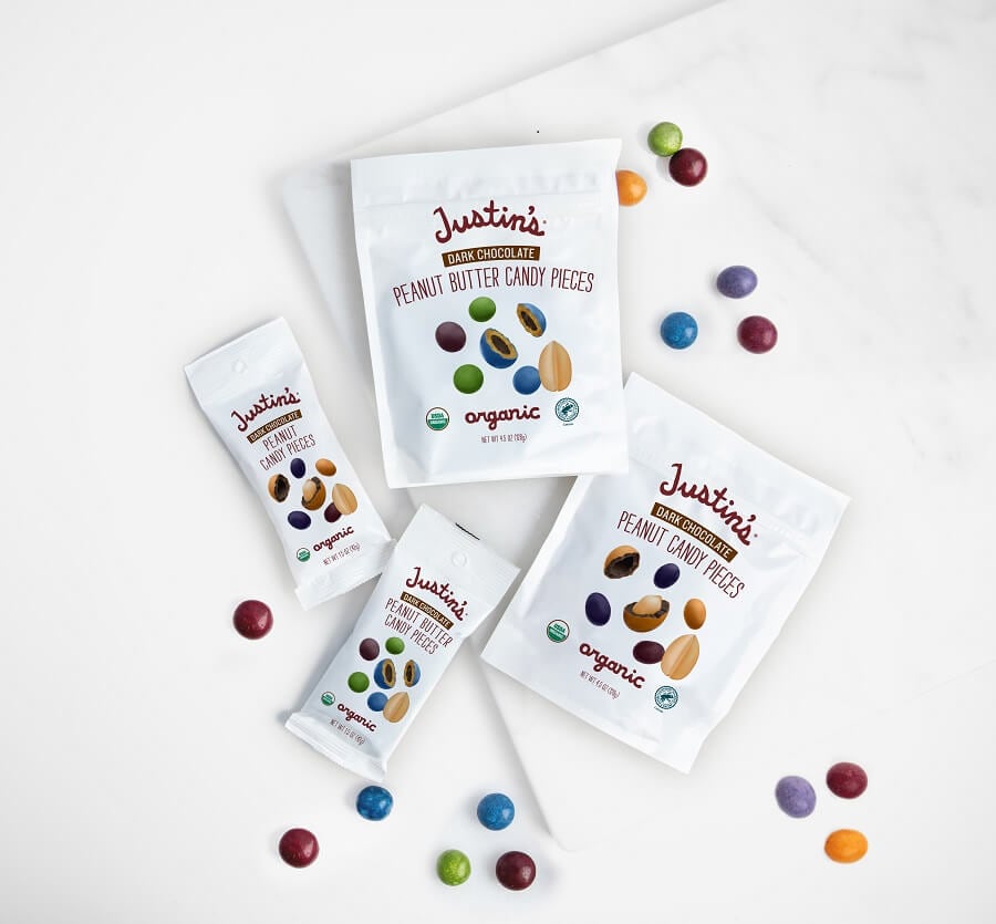 Justin’s new Dark Chocolate Candy Pieces emphasize ethically sourced, natural ingredients