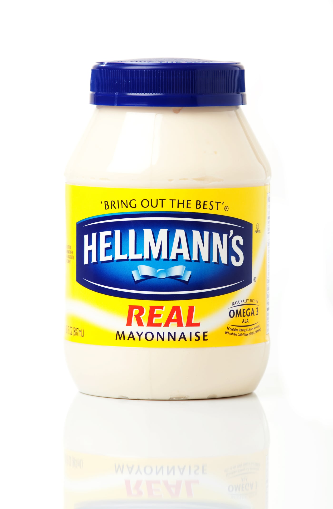 Colorado Springs, Colorado, USA - March 27, 2011: A container of Hellmann\'s Real Mayonnaise against white background.