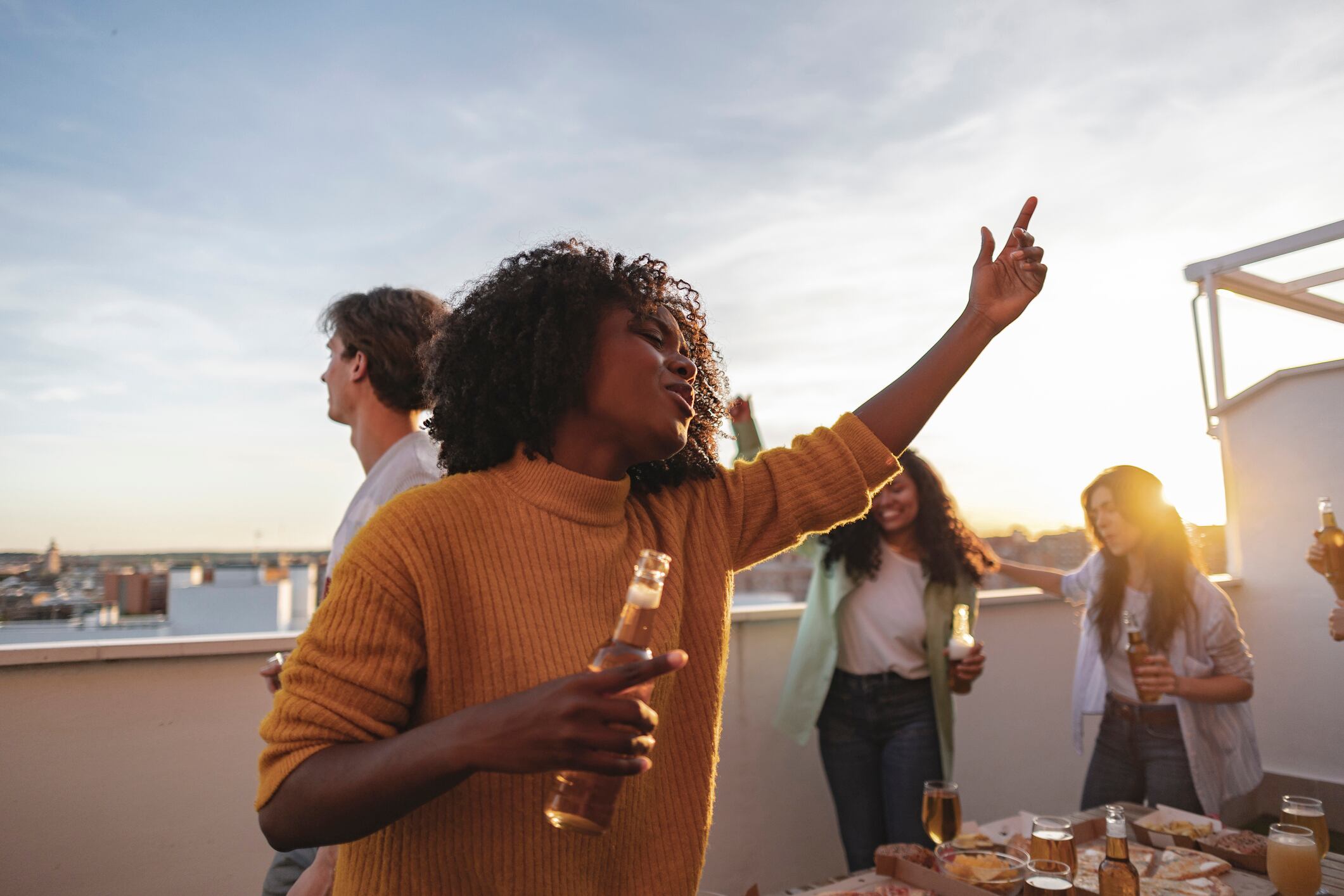 Group of Gen Z drinking