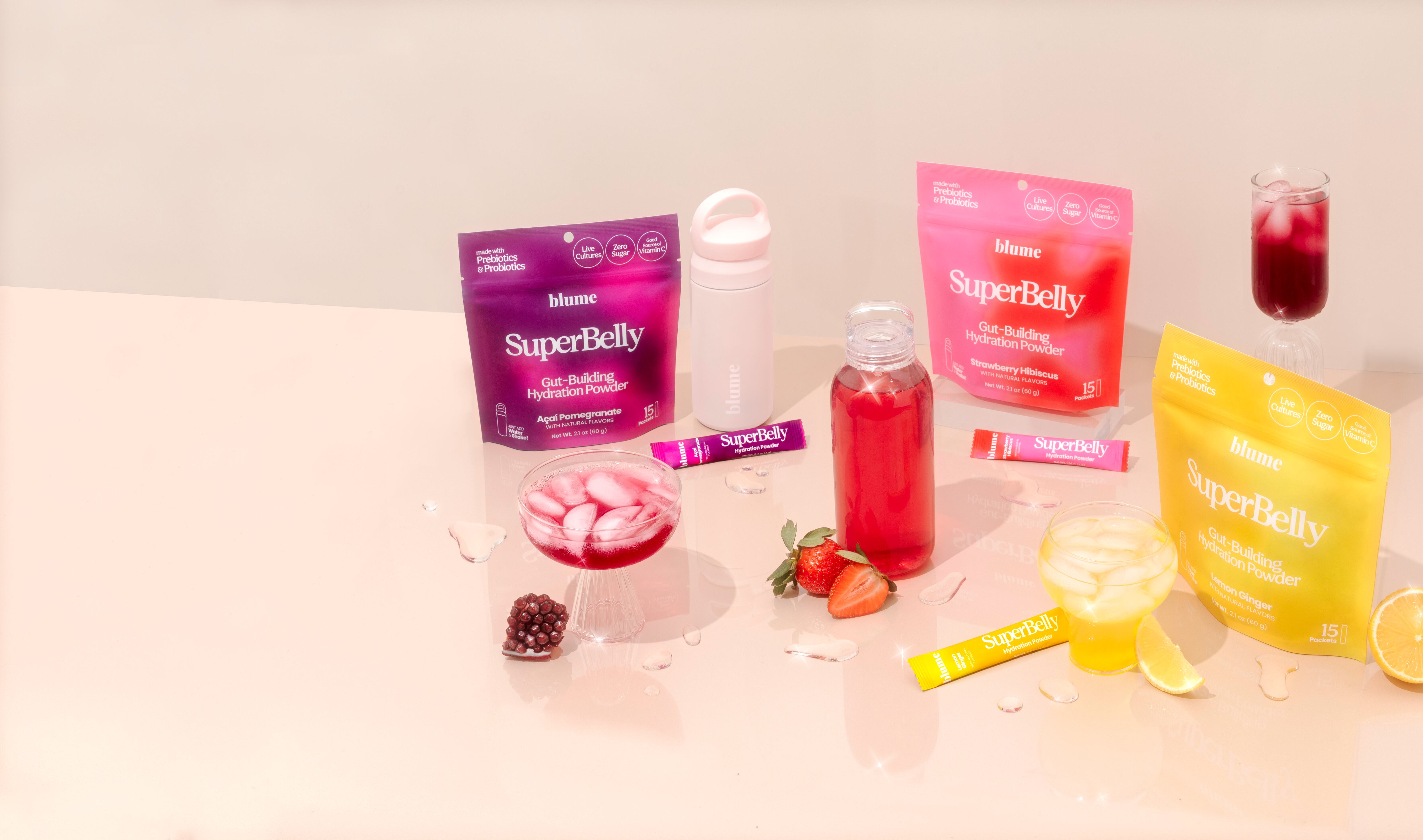 Blume's SuperBelly gut and hydration powders