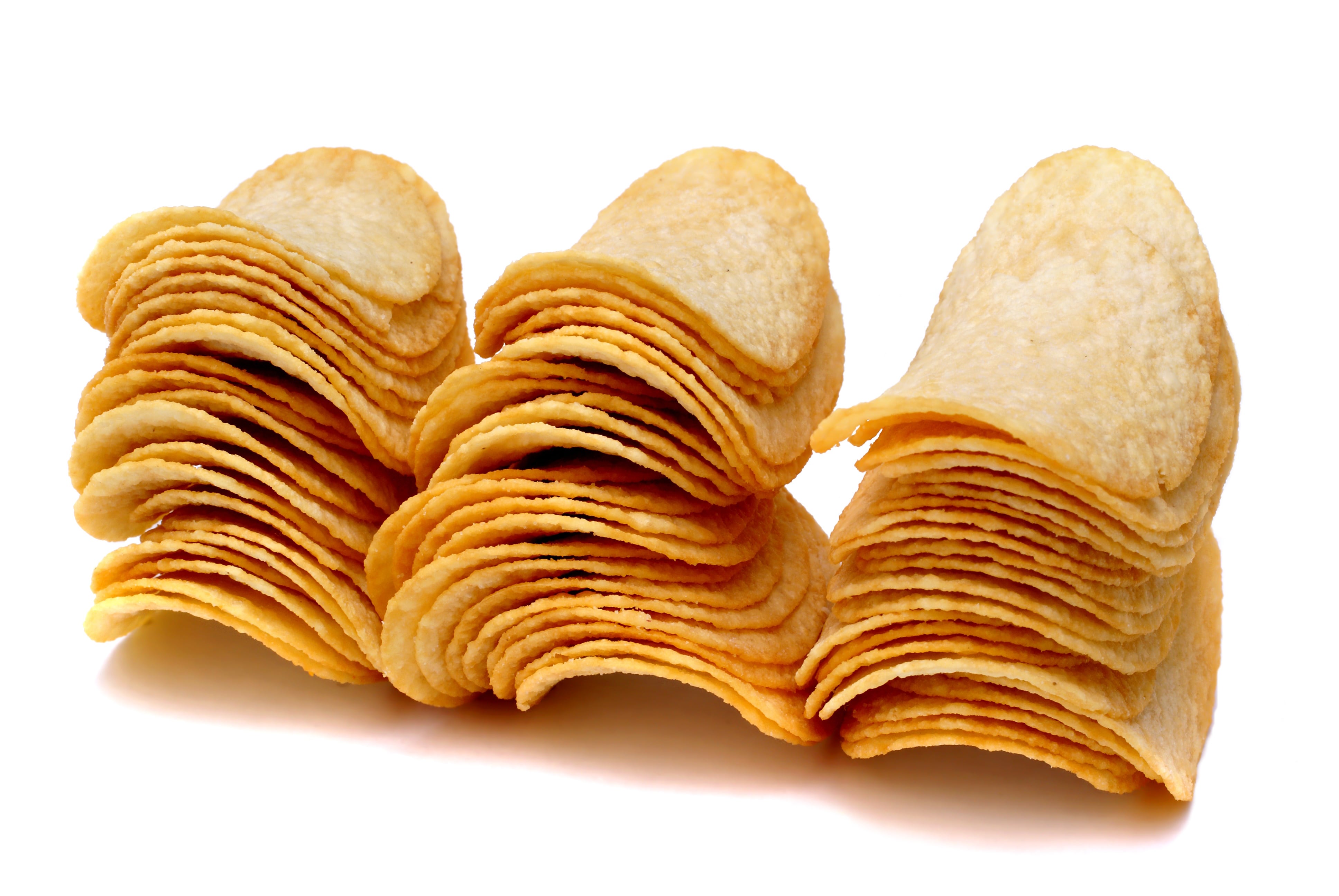 Pringles chips in stacks