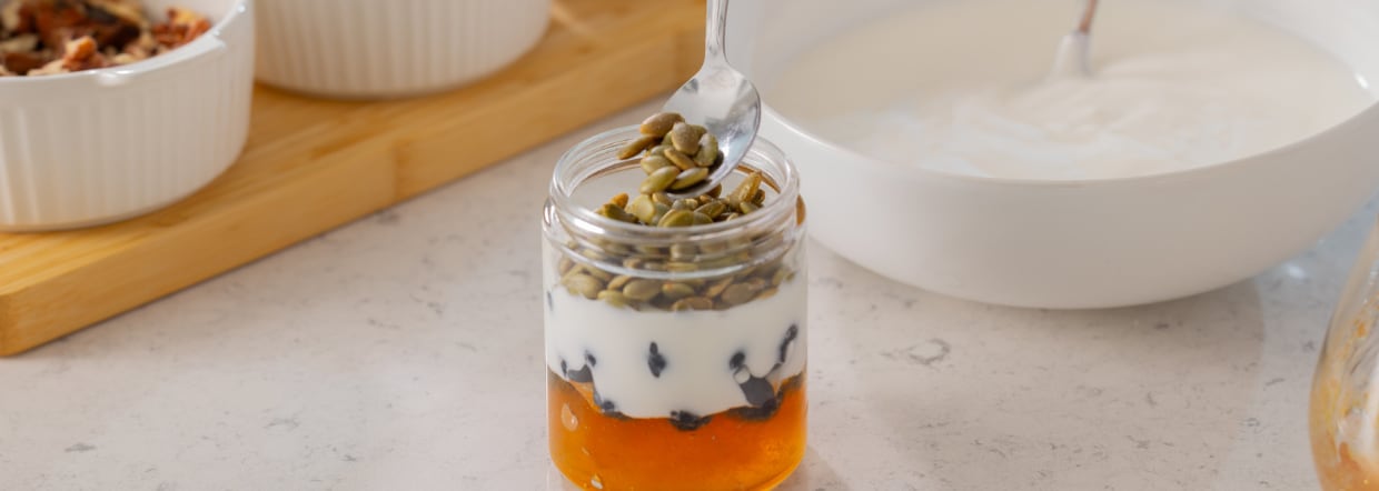 Yogurt with sunflower seeds