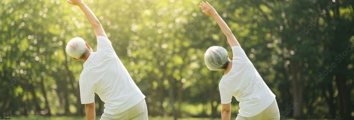 Older couple stretching