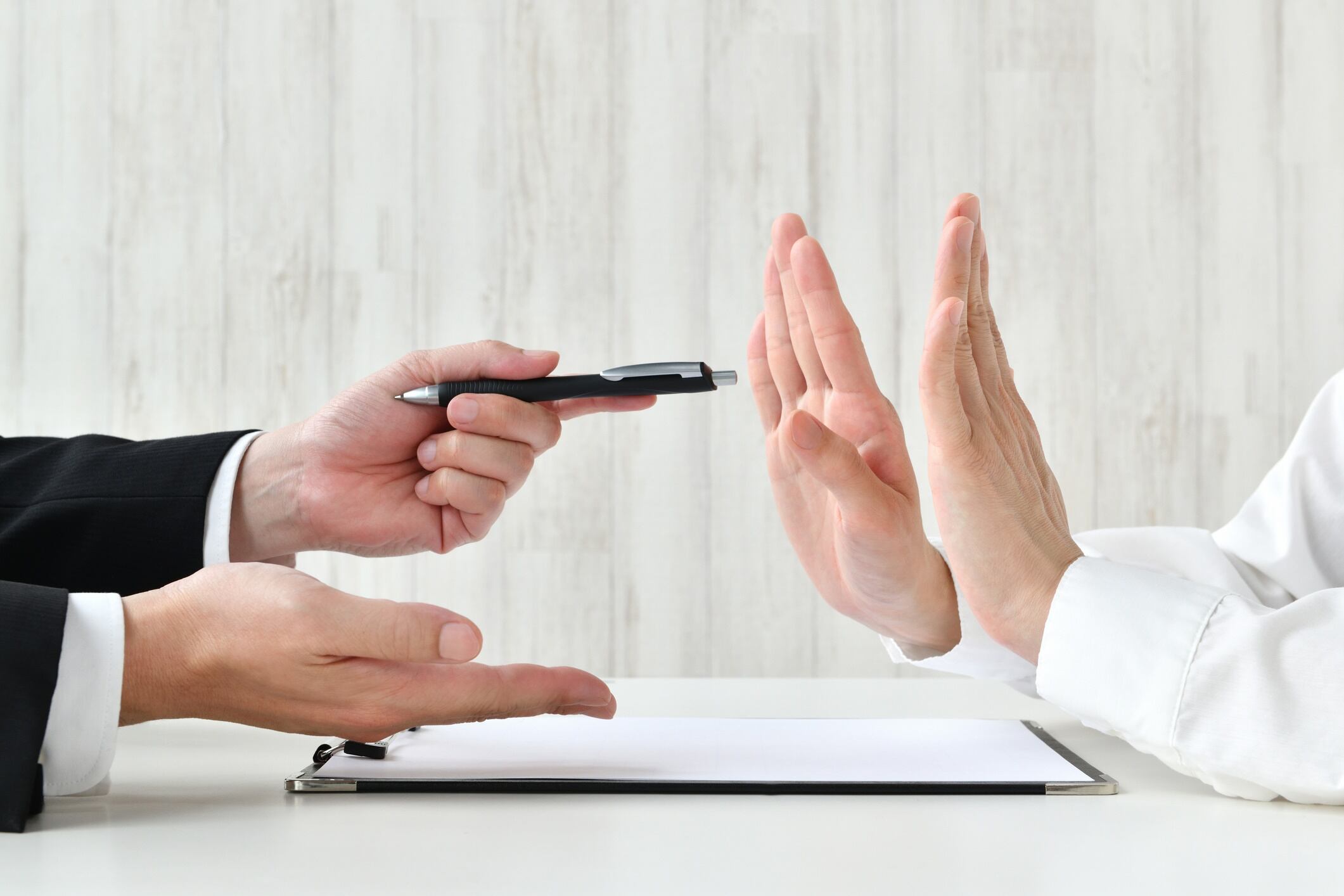 Rejecting business offer