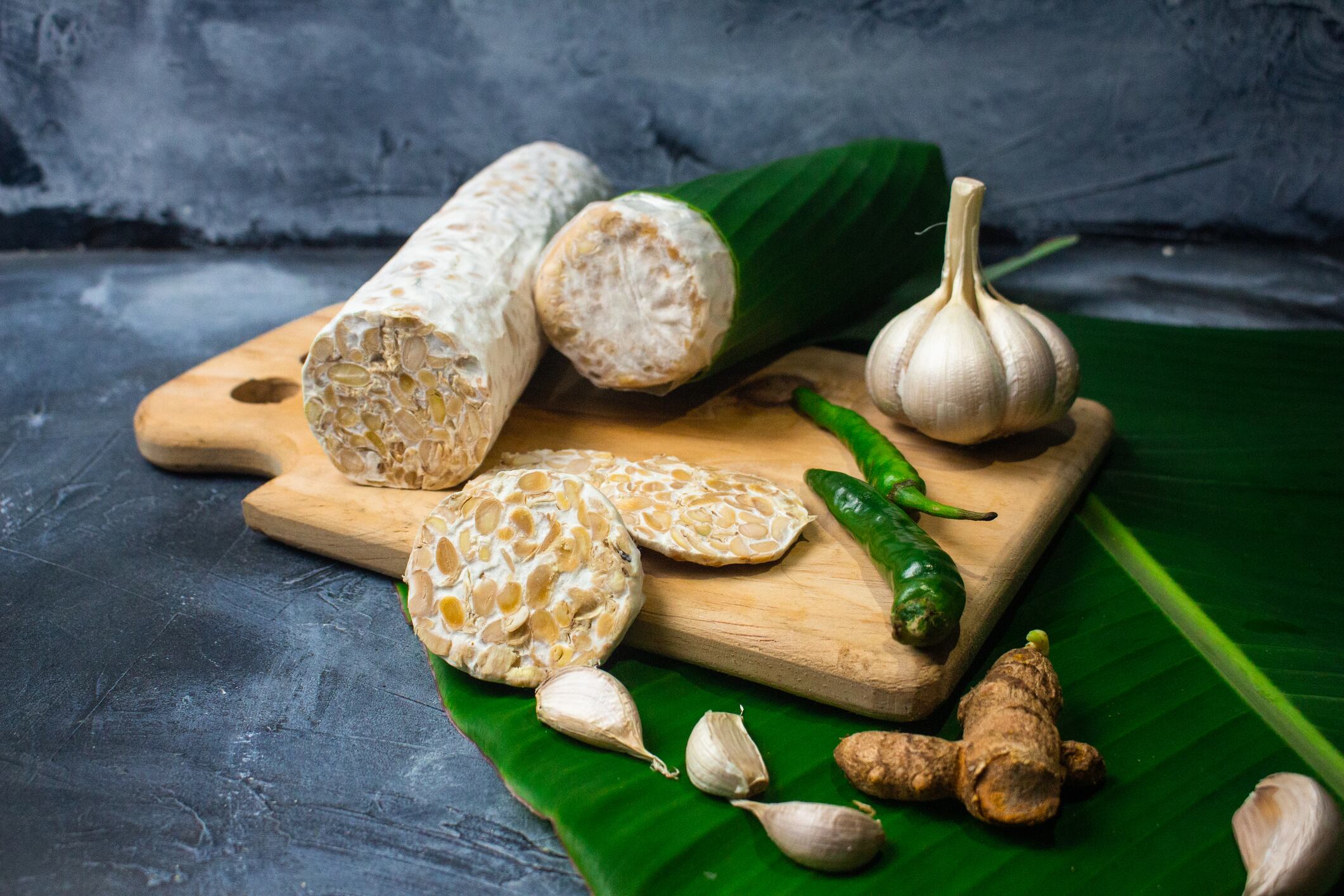 Tempeh is made from fermented soybean.