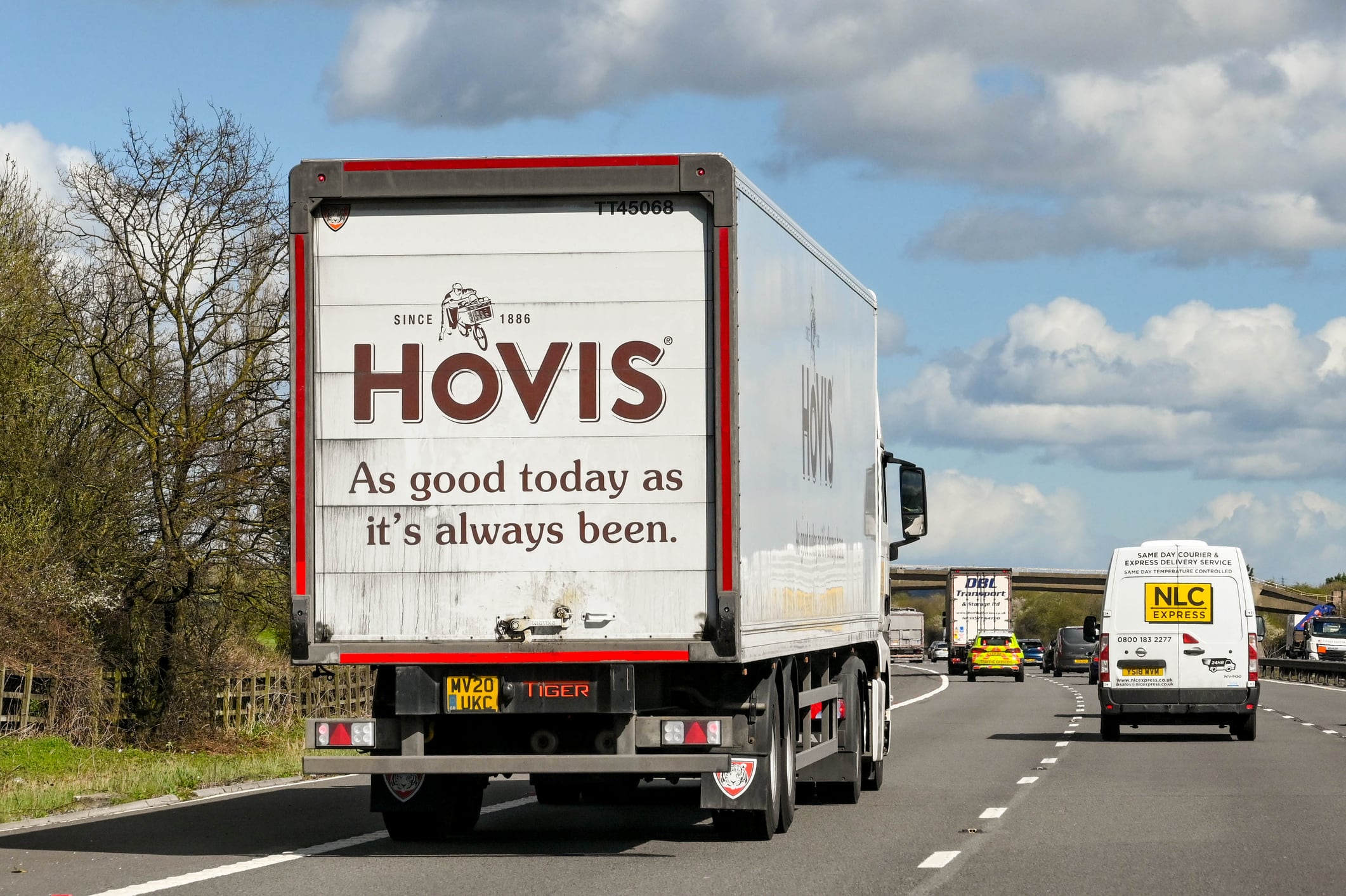 The rear of a Hovis bread lorry