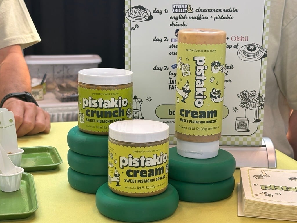Pistakio's pistachio sauces come in two textures - creamy and crunchy - which the brand encourages consumers to use across sweet and savory foods.