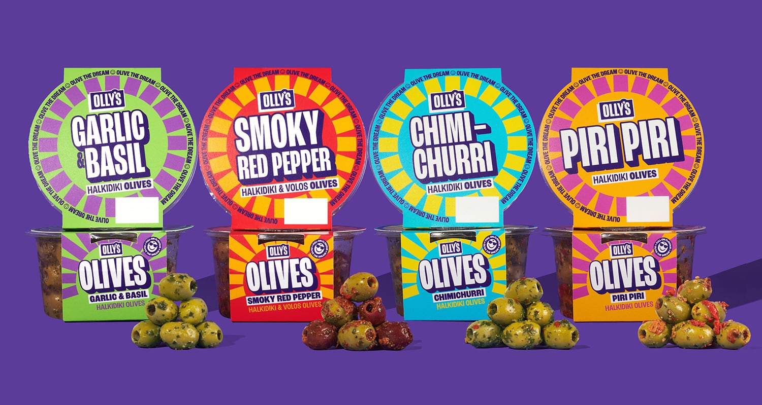 OLLY’S Best Dressed chilled marinated olive pots.