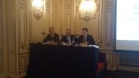 Mathioudakis (centre) at a Brussels congress last week....the EC food law specialist said health claim rules were functioning well