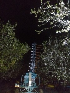 Operation of Edete's artificial pollination system in Israel at night