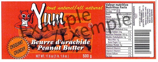 A label from one of the affected products