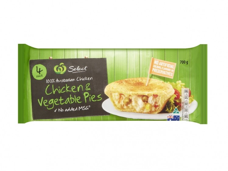 Woolworths Select Chicken & Vegetable Pies 4pk