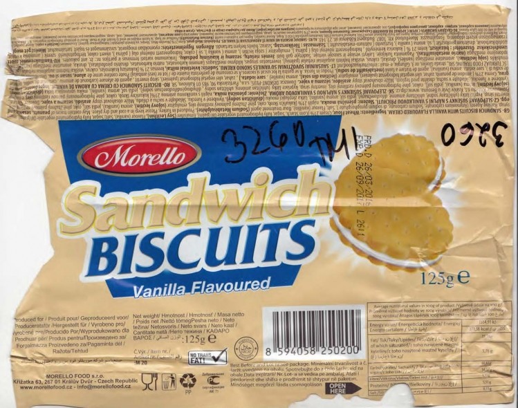 Sandwich Biscuits Vanilla Flavoured (Morello)