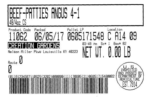 Label of one of the recalled products