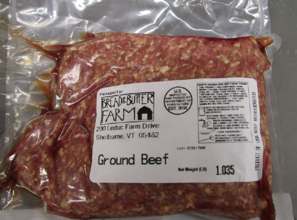 Ground beef was supplied by Vermont Livestock Slaughter & Processing